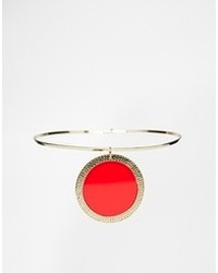 Nali Choker Necklace With Disc Red