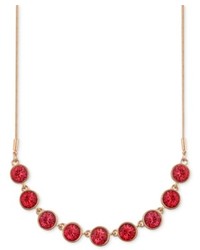 Nine West Gold Tone Faceted Red Stone Frontal Necklace