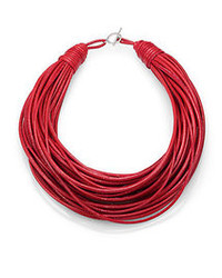 Brunello Cucinelli Patent Leather Cord Multi Strand Necklace