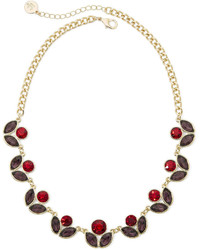 Liz Claiborne Red And Purple Stone Gold Tone Collar Necklace