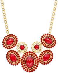 Style&co. Style Co Gold Tone Red Circle Stone Frontal Necklace Only At Macys