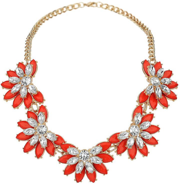 Wallis Red Navette Flower Necklace, $28 | Wallis | Lookastic