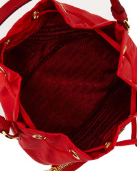 Prada Tessuto Mini Bucket Crossbody Bag Red