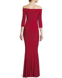 Norma Kamali Off The Shoulder 34 Sleeve Fishtail Gown