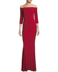 Norma Kamali Off The Shoulder 34 Sleeve Fishtail Gown