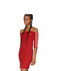 adidas Originals Red Off The Shoulder Dress
