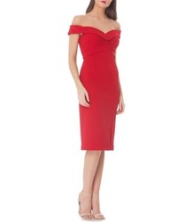 JS Collections Ruched Off The Shoulder Sheath Dress