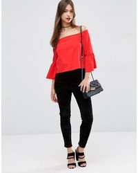 Asos Collection Off The Shoulder Top With Ruffle Sleeve