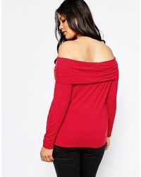 Asos Curve Bardot Off Shoulder Top With Long Sleeves