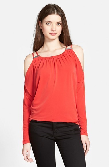 MICHAEL Michael Kors Michl Michl Kors Double Strap Cold Shoulder Top, $89 |  Nordstrom | Lookastic