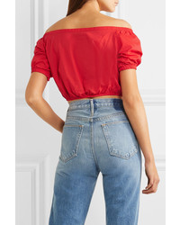 Madewell Off The Shoulder Cotton Voile Top Tomato Red