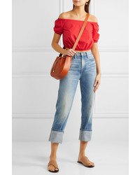 Madewell Off The Shoulder Cotton Voile Top Tomato Red
