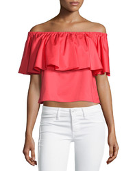 Nicholas Off The Shoulder Ruffle Top Poppy Red