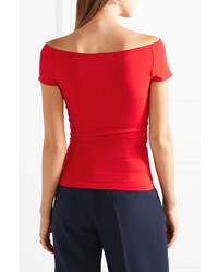 Helmut Lang Off The Shoulder Stretch Jersey Top Red