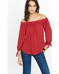 Express Off The Shoulder Tie Sleeve Blouse