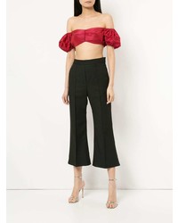 Bevza Ruched Sleeve Off The Shoulder Cropped Top