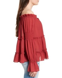 Sun & Shadow Tiered Off The Shoulder Blouse