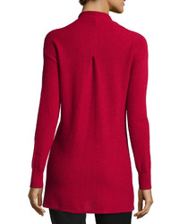 Neiman Marcus Cashmere Pleated Back Open Front Cardigan Scarlet Red