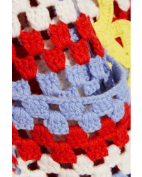 Mira Mikati Hooded Crocheted Wool Blend Cardigan Red