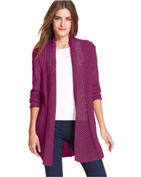 NY Collection Long Sleeve Pointelle Cardigan
