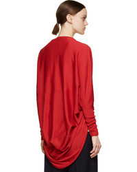 Lanvin Red Cashmere Cocoon Cardigan