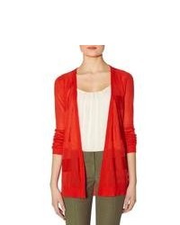 The Limited Shadow Stripe Open Front Cardigan Red L