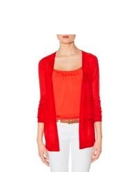 The Limited Shadow Stripe Open Front Cardigan Red Xs
