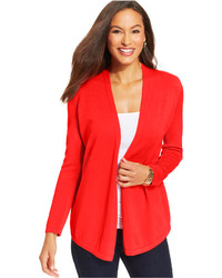 Charter Club Three Quarter Sleeve Pointelle Open Front Cardigan