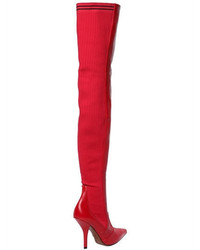 Fendi 105mm Leather Knit Over The Knee Boots