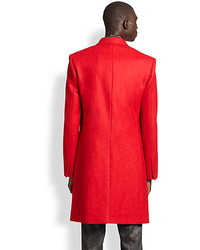 Versace Collection Double Breasted Stretch Wool Topcoat
