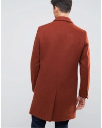 Asos Wool Mix Overcoat In Rust