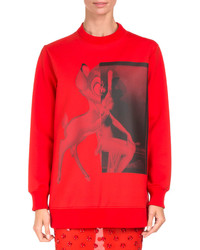 Givenchy Bambi Long Crewneck Sweatshirt Red