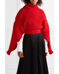 A.W.A.K.E. Cropped Oversized Wool Turtleneck Sweater