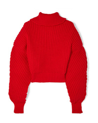 A.W.A.K.E. Cropped Oversized Wool Turtleneck Sweater