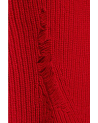 Helmut Lang Oversized Distressed Wool And Cashmere Blend Sweater Red