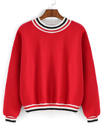 Striped Loose Red Sweatshirt