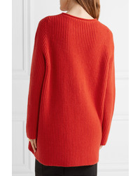The Row Taby Oversized Chunky Knit Cashmere Sweater Red