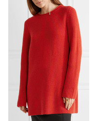 The Row Taby Oversized Chunky Knit Cashmere Sweater Red