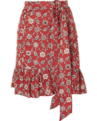 Isabel Marant Etoile Tempster Printed Linen Wrap Mini Skirt