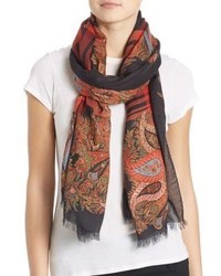 Red Paisley Silk Scarf