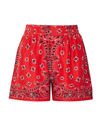 Red Paisley Silk Shorts