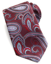 Ermenegildo Zegna Large Paisley Silk Tie Red