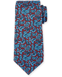 Kiton Paisley Pines Silk Tie Burgundyblue