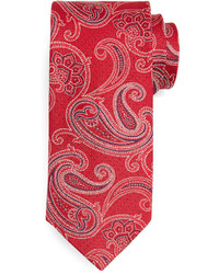 Neiman Marcus Paisley Print Silk Tie Red