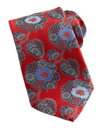 Ermenegildo Zegna Large Paisley Floral Silk Tie Red