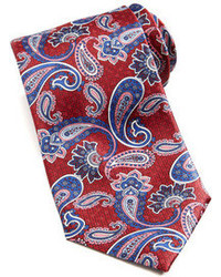 Brioni Floral Paisley Silk Tie Red