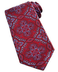 Stefano Ricci Woven Paisley Silk Tie Red
