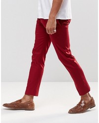 Asos Brand Super Skinny Cropped Pant In Red Cotton Sateen