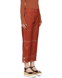 Stella McCartney Red Buttoned Cuff Stitching Trousers