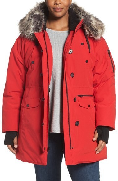 plus size fur trimmed parka